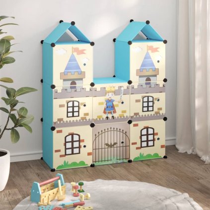 Úložná skrinka v tvare kociek pre deti s 8 kockami modrá PP 340583