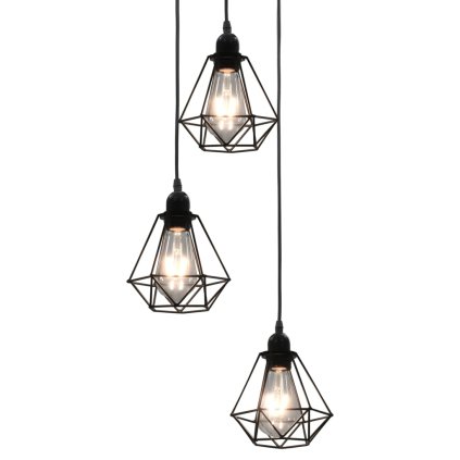 Stropná lampa s diamantovým dizajnom, čierna 3 x E27 žiarovky 281634