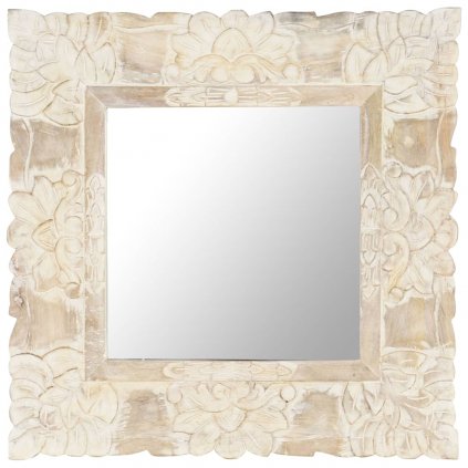 Zrkadlo biele 50x50 cm masívne mangovníkové drevo 321632