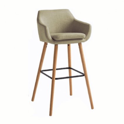 Barová stolička, béžová látka/buk, TAHIRA 0000204524