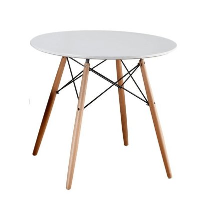 Jedálenský stôl, biela/buk, priemer 80 cm, GAMIN NEW 80 0000228379