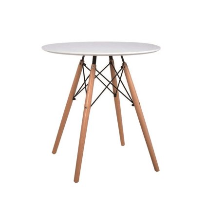 Jedálenský stôl, biela/buk, priemer 60 cm, GAMIN NEW 60 0000229163