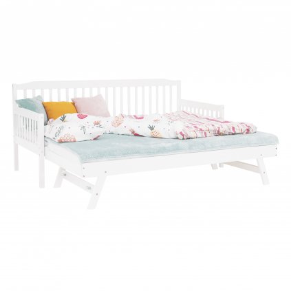 Detská rozkladacia posteľ s prístelkou, biela, masív, PEDREZA 0000261047