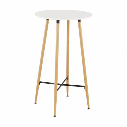 Barový stôl, biela/dub, priemer 60 cm, IMAM 0000261519