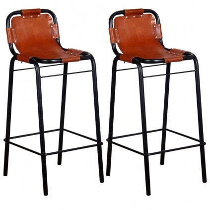 Barové stoličky 2 ks, pravá koža 244248