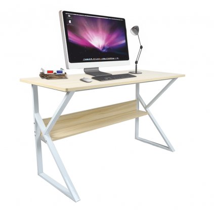 Písací stôl s policou, dub prírodný/biela, TARCAL 100 0000277515