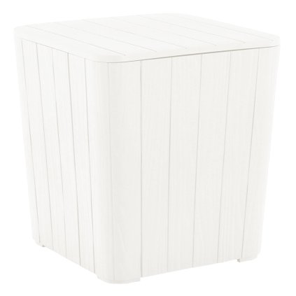 Záhradný úložný box/príručný stolík, biela, IBLIS 0000277735