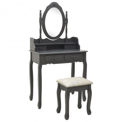 Toaletný stolík so stoličkou, sivý 75x69x140 cm, paulovnia 289317