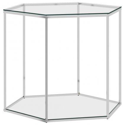 Konferenčný stolík strieborný 60x53x50 cm nerezová oceľ a sklo 289039
