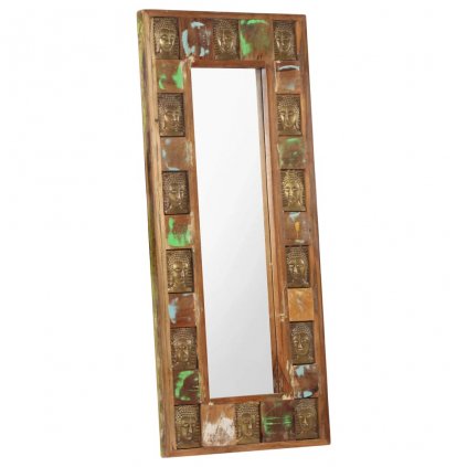 Zrkadlo s obložením s Budhom 50x110 cm masívne recyklované drevo 321817