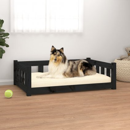 Psia posteľ čierna 95,5x65,5x28 cm masívna borovica 820201