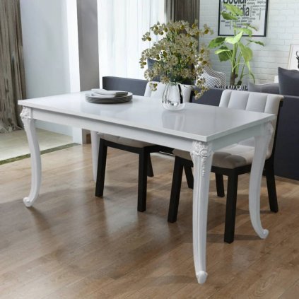 Jedálenský stôl 116x66x76 cm, lesklý, biely 243383