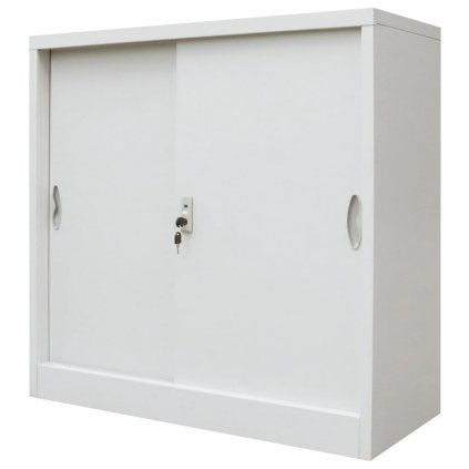 Kancelárska skrinka s posuvnými dverami, kov 90x40x90 cm šedá 245965