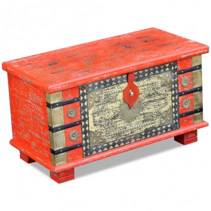 Úložná truhlica z mangového dreva, červená, 80x40x45 cm 243331