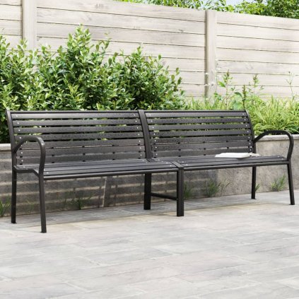 Dvojitá záhradná lavička, čierna 231 cm, oceľ a WPC 366538