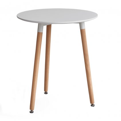 Jedálenský stôl, biela/buk, priemer 60 cm, ELCAN 0000256705