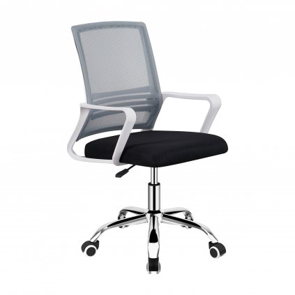 Kancelárska stolička, sieťovina sivá/látka čierna/plast biely, APOLO 2 NEW 0000337536
