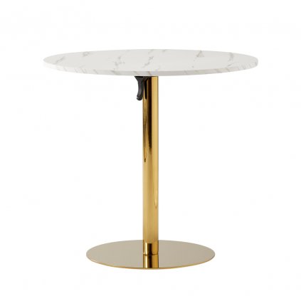 Jedálenský stôl, svetlý mramor/gold chróm - zlatý, priemer 80 cm, LAMONT 0000371204
