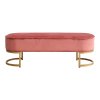 Dizajnová lavica, ružová Velvet látka/gold chróm-zlatý, MIRILA NEW 0000366093