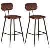 Barové stoličky 2 ks, hnedé, pravá koža 246375