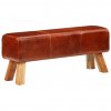 Gymnastická lavica 110 cm hnedá pravá koža a mangovníkový masív 351102