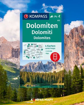 Dolomity tě dostanou na první pohled. ⛰️ S mapou KOMPASS Dolomity snadno naplánuješ výlety po horských stezkách, ferratách...