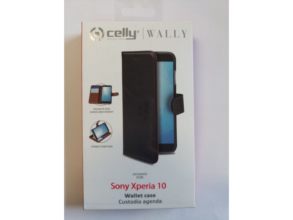 Celly pouzdro Wally s funkcí stojánku pro Sony Xperia 10, černá
