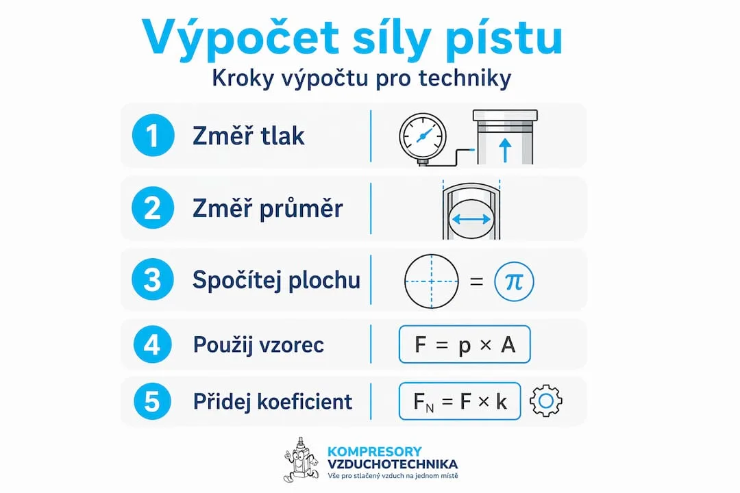 Infografika: Jak spočítat sílu pneumatického pístu