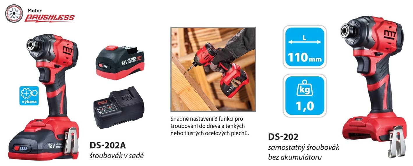 lehký a krátký šroubovák s upínacím vnitřním šestihranem 1/4" (6,35mm)