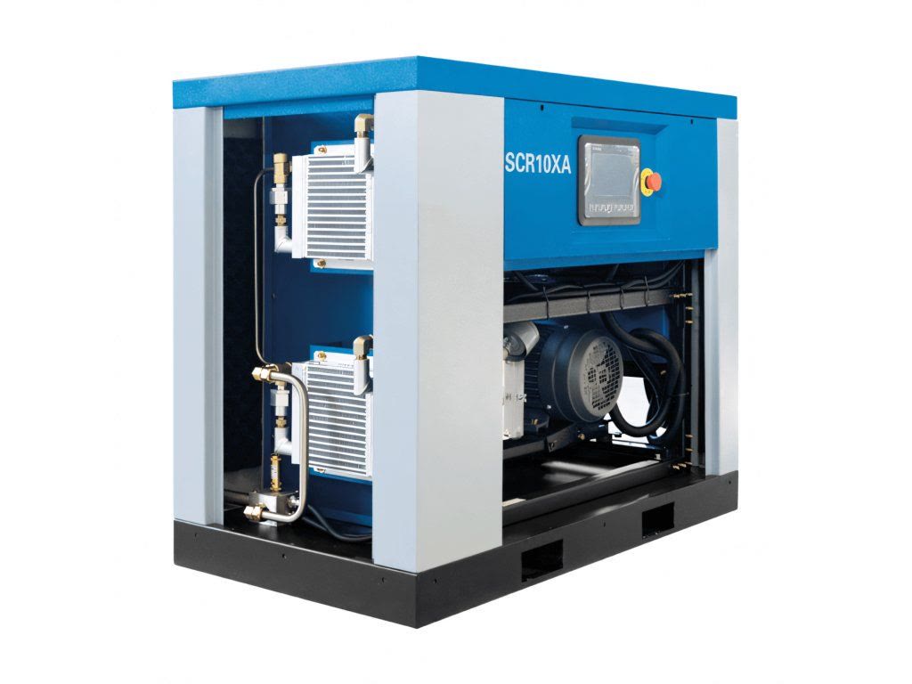 Two compressed air coolers and the electric motor inside a multi-block SCR-XA