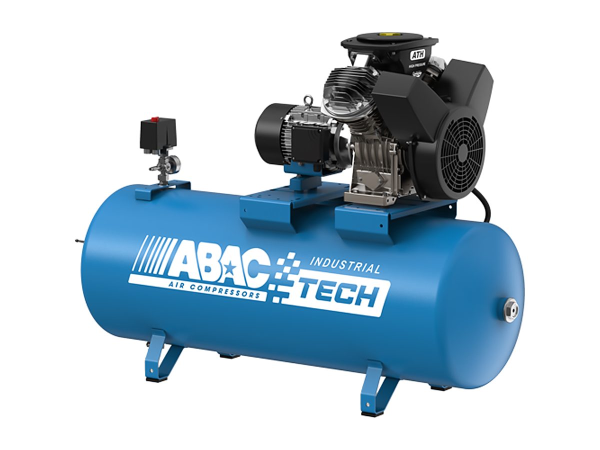 Hochdruckkompressor ABAC Tech ATH für 20 bar auf einem liegenden 270-Liter-Behälter