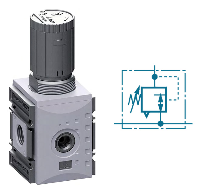 Precyzyjny reduktor z zasilaniem przelotowym FUTURA RBP12-2F - G 1/2", 0,1–2 bar
