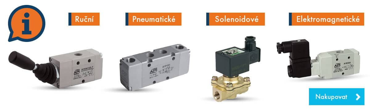 Varianty pneumatických a elektromagnetických ventilů a solenoidů