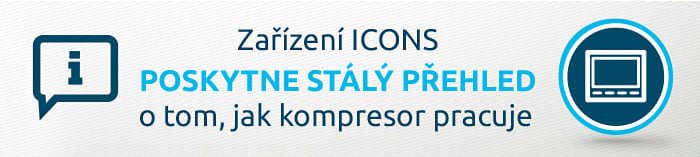 Zařízení ICONS POSKYTNE STÁLÝ PŘEHLED o tom jak kompresor pracuje