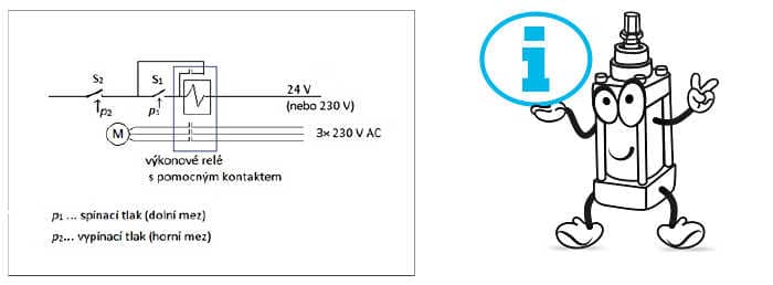 tlakových spínačů s relé v samodržném zapojení