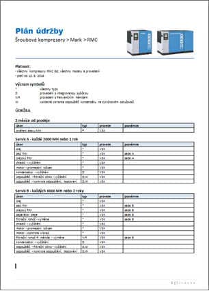 Plán údržby pístového kompresoru