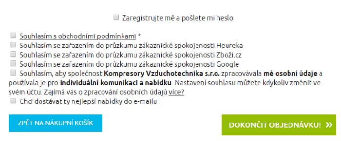 Zaregistrování do e-shopu