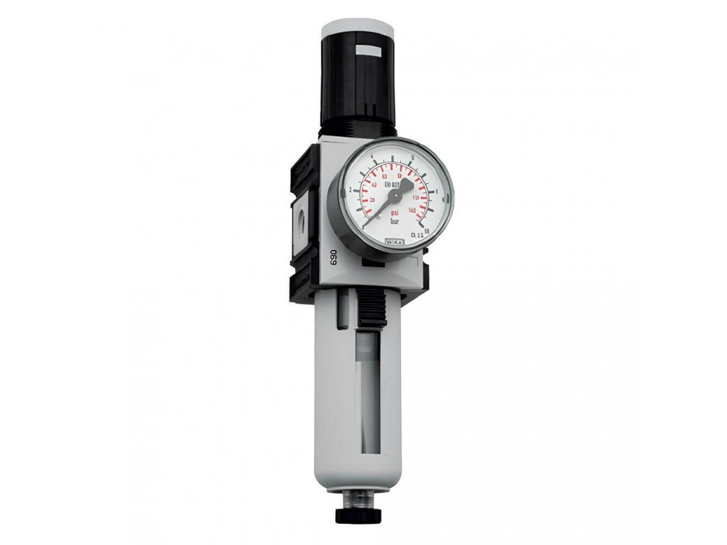 Pressure regulator with filter 1/4", 0.5 - 10 bar, 2,000 l/min