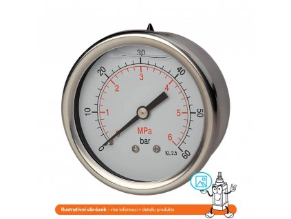 Manometr glycerinový zadní -1/0 bar - G1/4