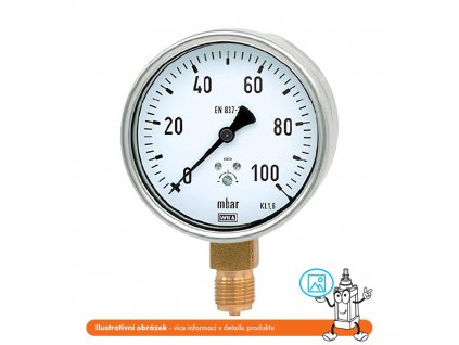 Manometer nízkotlakový stranový -250/0 mbar - 63 - 1/4"