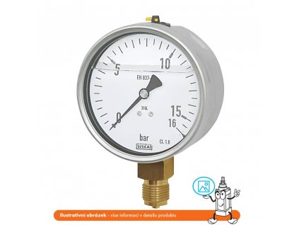 Manometr glycerinový nerez stranový -1/0 bar - 63 - 1/4