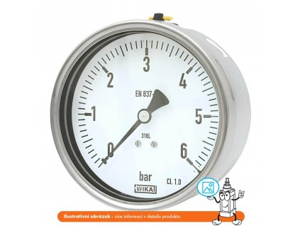 Manometr nerezový zadní 0/10 bar - 100 - 1/2