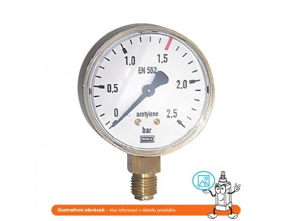 Manometr pro acetylen stranový 0/40 bar - 1/4 - 63