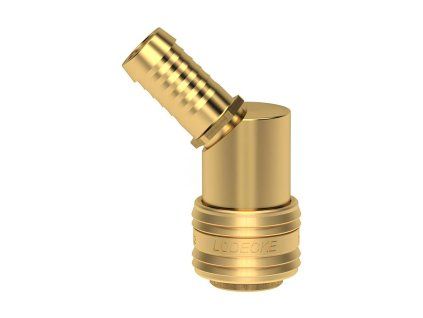 Quick coupling with barb for hose 45° - 9 mm