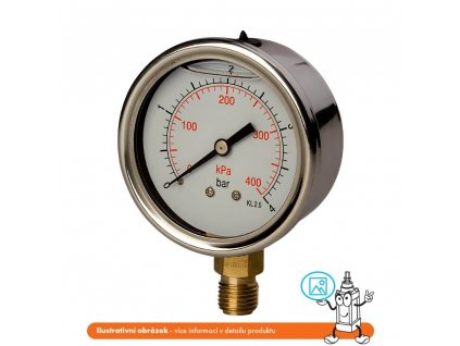 Manometr glycerinový stranový 0/1 bar - G1/2