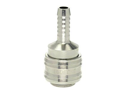 Through nickel-plated quick coupling with barb for 9 mm hose