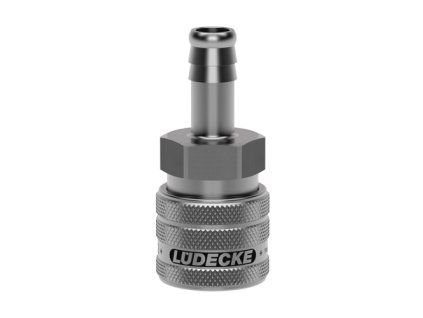 Quick coupling with barb for hose grooved 6 mm