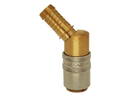 Quick coupling with 45° barb on the hose