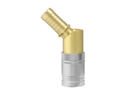 Quick coupling with 45° barb for standard 9 mm hose