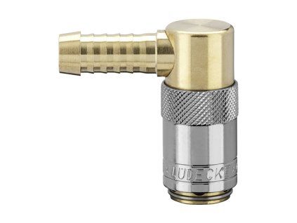 Quick coupling with 90° barb for standard 9 mm hose
